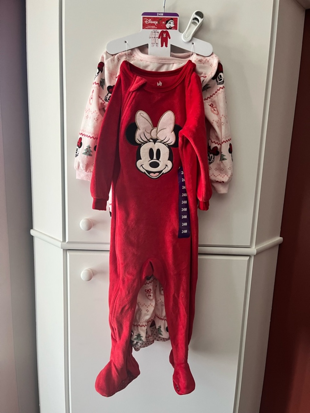 24M Disney Minnie Mouse Red Baby Footed Pajamas NWOT